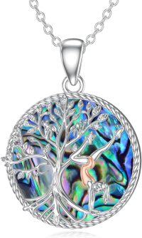 wholesale 925 Sterling Silver & Abalone Gymnastics Tree of Life Necklace for Women, 20mm Pendant, Strength Jewelry Gift for Mom, Wife, Athlete-Gymnastics