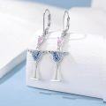 wholesale 925 Sterling Silver & 5A Zircon Red Wine Glass Gemstone Earrings, Elegant Gift for Women-0-2