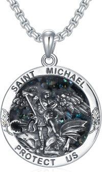 wholesale 925 Sterling Silver Saint Michael Pendant with Abalone Shell and Chain for Men Women  24 Length-A6-2.Saint Michael(abalone shell)