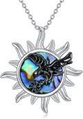 wholesale 925 Sterling Silver Abalone Shell Dragon & Wheel of Fortune Triple Moon Goddess Necklace for Women Witchcraft Pagan  48 Chain Length-0-0