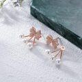 wholesale 925 Sterling Silver Bow and Pearls Stud Earrings for Women & Teen Girls-0-9