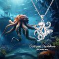 wholesale 925 Sterling Silver Octopus Pendant Necklace with Cubic Zirconia - Ocean Inspired Jewelry for Women and Girls-0-4