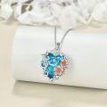 wholesale 925 Sterling Silver Blue Topaz Flower Pendant Necklace with Rose Gold Accents-0-4