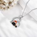wholesale 925 Sterling Silver Red Panda Heart Pendant Necklace with Enamel and Cubic Zirconia Gift for Women-0-4