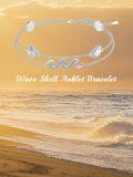 wholesale 925 Sterling Silver Evil Eye Shell Ocean Wave Charm Ankle Bracelet-0-4