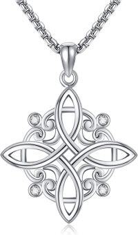 wholesale 925 Sterling Silver Celtic Knot Pendant with Cubic Zirconia Necklaces for Women-Silver