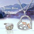 wholesale 925 Sterling Silver Mama Bear Family Pendant Necklaces with Cub Charm Gifts for Mom Wife Her Daughter Girlfriend-0-4