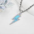 wholesale 925 Sterling Silver Turquoise Lightning Bolt Pendant Necklaces for Men & Women-0-2