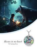 wholesale 925 Sterling Silver Abalone Shell Wolf Tree of Life Cremation Keepsake Pendant Necklace with Funnel and Fill Tool - Always in My Heart-0-3