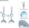 wholesale 925 Sterling Silver Blue Moonstone Mermaid Tail Leverback Drop Earrings-0-4
