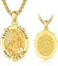 wholesale 925 Sterling Silver & 24k Gold Plated Saint Florian Firefighter Medal Pendant Necklace for Men/Women-0-0