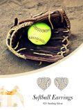 wholesale 925 Sterling Silver Heart-Shaped Baseball Stud Earrings for Women Girls-0-3