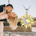 wholesale 925 Sterling Silver Sun & Moon Starburst Pendant Necklace - Vintage Celestial s for Women/Men-0-5
