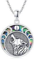 wholesale 925 Sterling Silver Wolf Moon Abalone Shell Necklace Gift for Women Mom-0-0