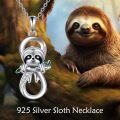 wholesale 925 Sterling Silver Cute Sloth Charm Infinity Pendant Necklace for Women-0-2