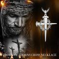 wholesale 925 Sterling Silver Crown of Thorns and Nails Cross Necklace Religious Gifts for Men Women-0-3