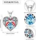 wholesale 925 Sterling Silver 925 Blue Crystal Red Enamel Heart Locket Pendant Necklace for Women and Girls-0-3