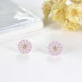 wholesale 925 Sterling Silver Pink Enamel Daisy Flower Stud Earrings with Crystal Center Hypoallergenic s for Women Girls-0-2
