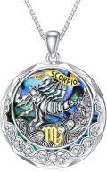 wholesale TOUPOP Scorpio Zodiac Necklace S925 Sterling Silver Constellation Pendant Astrology Horoscope Jewelry Topaz Birthstone Necklace Abalone Jewelry Birthday Gifts For Women -0-0