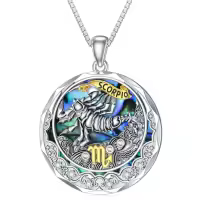 TOUPOP Sterling Silver Topaz Scorpio Zodiac Constellation Pendant Necklace-undefined