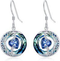 wholesale Sterling Silver Blue Crystal Moon Star Earrings Valentine s Birthday Anniversary Gifts for Women-09-September-Sapphire