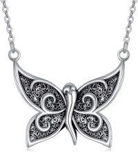 wholesale 925 Sterling Silver Butterfly Necklace Pendant Lucky Charm  for Her Him-Butterfly