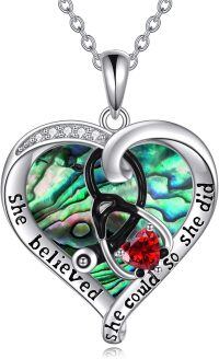 wholesale 925 Sterling Silver She Believed So She Did Heart Necklace-01-Jan-Abalone Shell