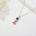 wholesale 925 Sterling Silver Snowman Pendant Necklace with Red Scarf and Green Hat Charm s for Women-0-2
