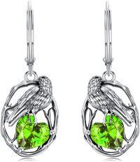 wholesale 925 Sterling Silver Birthstone Raven Heart Dangle Earrings for Women Mother s Day Gifts-August