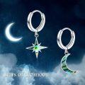 wholesale 925 Sterling Silver Abalone Shell Star & Crescent Moon Huggie Hoops for Women Girls-0-4