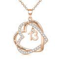 TOUPOP Sterling Silver & Rose Gold Plated Love Heart Pendant Necklace-0-0