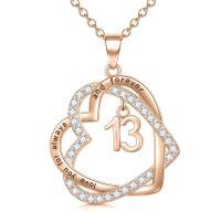 TOUPOP Sterling Silver & Rose Gold Plated Love Heart Pendant Necklace-undefined
