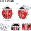 wholesale 925 Sterling Silver Red Ladybug Stud Earrings with Cubic Zirconia and Black Enamel Accents - Hypoallergenic Jewelry for Women & Girls-0-1