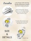 wholesale  S925 Sterling Silver with Citrine Lotus Flower Ring for Women, Adjustable Size, 1 Carat Natural Stone, Gold Plated, Gift for Wife Girlfriend Mom Daughter-0-1