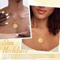 wholesale 925 Sterling Silver Birthstone Sun Coin Pendant Necklace for Women-0-4