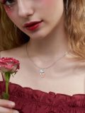 wholesale 925 Sterling Silver Mask & Roses Pendant Theatre Themed Necklace for Women Gifts in Box-0-2