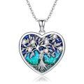 wholesale 925 Sterling Silver Heart-Shaped Tree of Life Pendant with Blue and Green Enamel & Cubic Zirconia - Mother Daughter Family Tree s for Mom/Daughter/Grandma-0-0