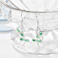wholesale 925 Sterling Silver Green Crystal Dragonfly Drop Earrings for Women-0-1