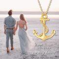 wholesale 14K Gold Anchor with Rope Design Pendant Necklace for Women - 18 Inches Long Chain-0-5
