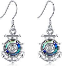 wholesale 925 Sterling Silver Nautical Ship Wheel & Starfish Drop Earrings for Women - Christmas Gifts-Anchor