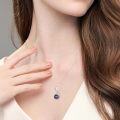 wholesale 925 Sterling Silver Purple Simulated Pearl Pendant Necklace with Cubic Zirconia Accents for Women-0-3