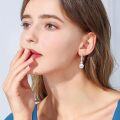 wholesale 10K Gold Moissanite & Freshwater Pearl Dangle Earrings, Hypoallergenic, 9mm, 28mm, Gift for Women-0-1