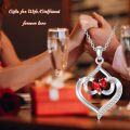 wholesale TOUPOP Forever Love Heart July Birthstone Pendant Necklaces For Women S925 Sterling Silver With Ruby, Birthday Mother’s Day Jewelry Gift For Mom Daughter Wife -0-1