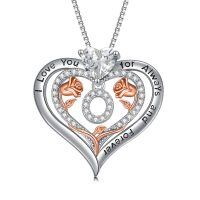 wholesale 925 Sterling Silver Rose Pendant Necklace A Z Initial Letter Heart Jewelry for Women Valentine Mother s Day Birthday Gifts for Her-Letter O