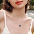 wholesale 925 Sterling Silver Gun Black Cat Oval Pendant Necklace For Women-0-4