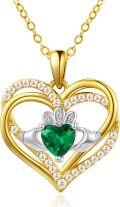wholesale 925 Sterling Silver Cubic Zirconia Claddagh Heart Pendant Necklace for Women, 21mm, 18+2 Chain, Irish Jewelry Gift-0-0