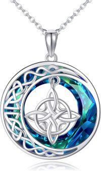 wholesale Sterling Silver Celtic Cross Witches Knot Pendant Necklace Amulet Gift-B-Circle Cryatal-B-Circle Cryatal
