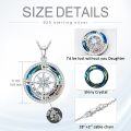 wholesale 925 Sterling Silver with Cubic Zirconia & Blue Crystal Compass Necklace for Daughter I'd Be Lost Without You Inspirational Gift-0-2