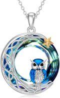 wholesale TOUPOP Sterling Silver Owl Necklace Owl Pendant Necklace With Crystal Owl Jewelry Gifts For Women Grandmother Mom -0-0