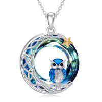 TOUPOP Sterling Silver Crystal Owl Necklace Pendant For Women Grandmother Mom-undefined